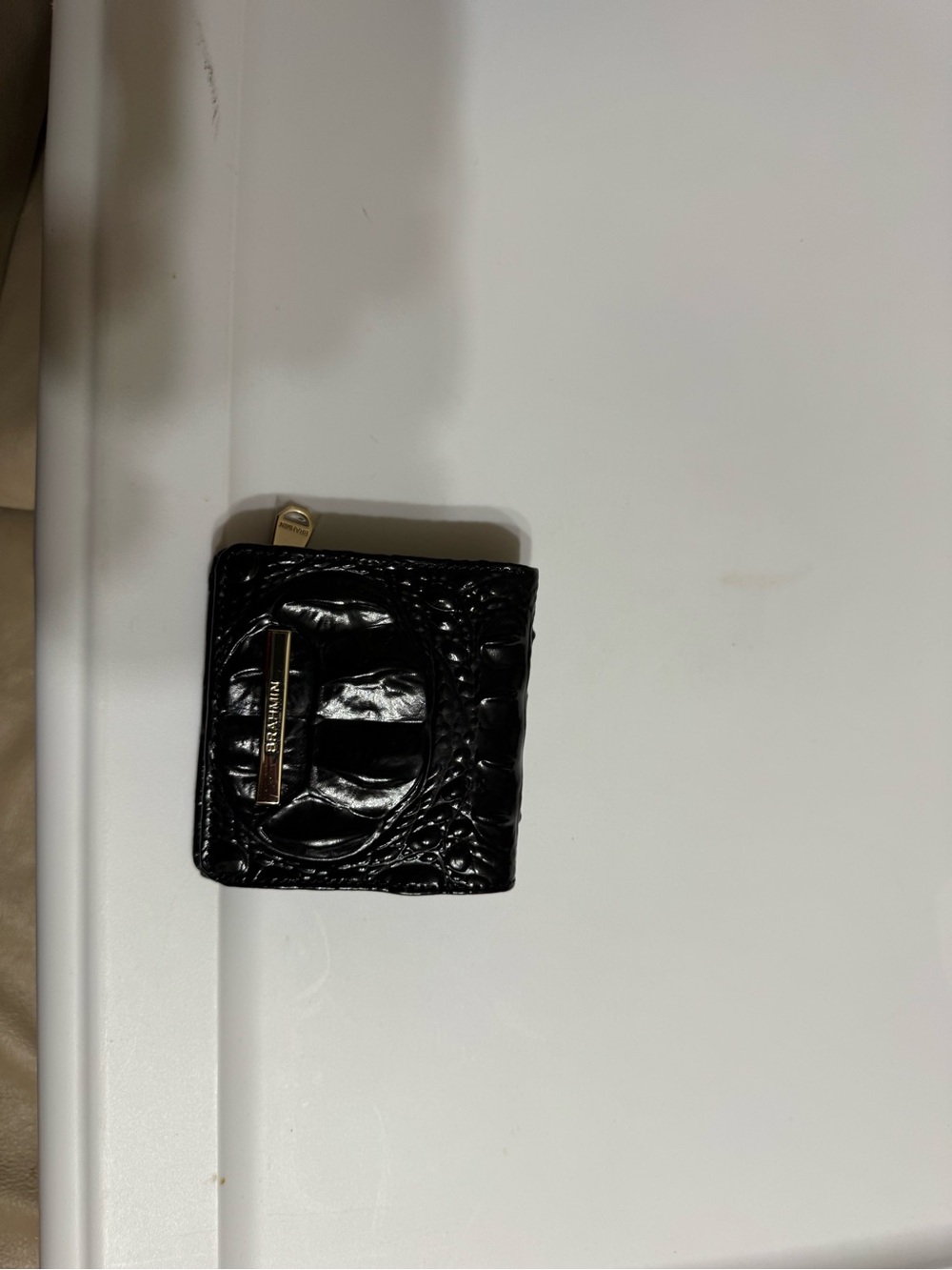 Brahmin Black Croc-Embossed Leather Card Wallet - Picture 3 of 3